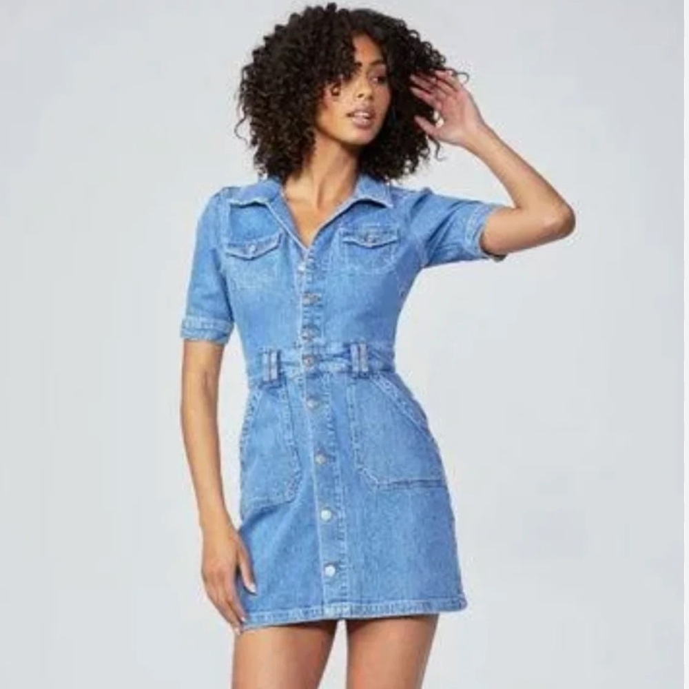 PAIGE Classic Blue Button-Up Mini Dress